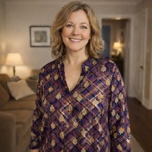 Tunic Top Purple Gold Size 10‎